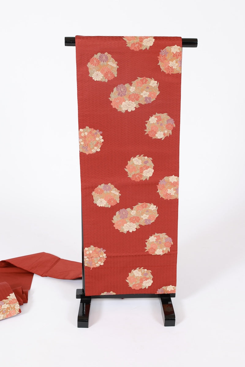 Nagoya-obi sash belt reddish-brown gold pre-owned /AZ159