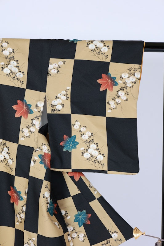 Japanese kimono Unused New <Komon> M-size  polyester /B1207