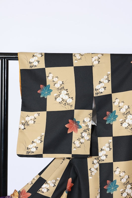 Japanese kimono Unused New <Komon> M-size  polyester /B1207