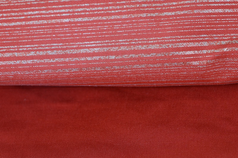 Nagoya-obi sash belt red gold silver pre-owned /AZ158