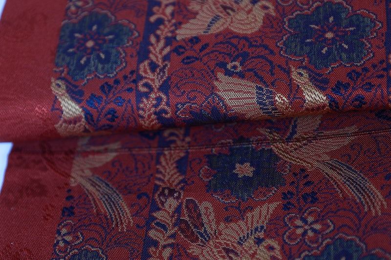 Nagoya-obi sash belt red brown pre-owned /Az157