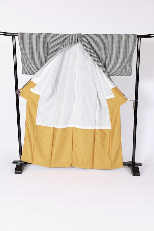 Japanese kimono used <Komon> Lsize  polyester /B1205