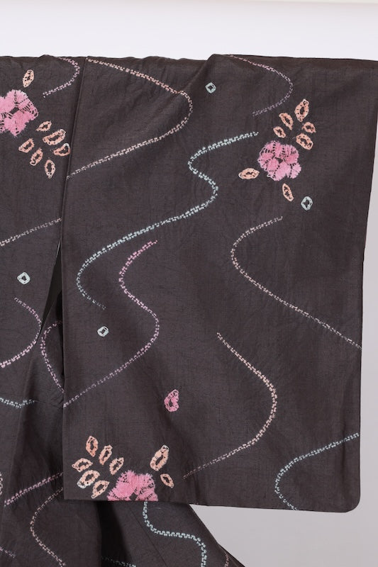 Japanese kimono used(tsumugi)SizeM silk100%/A529