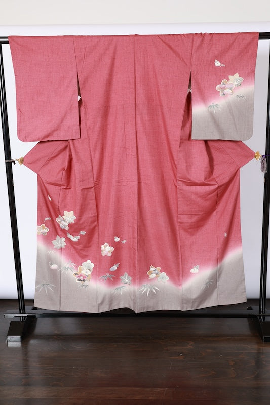 Japanese kimono used(houmongi)SizeM 100%silk/A512