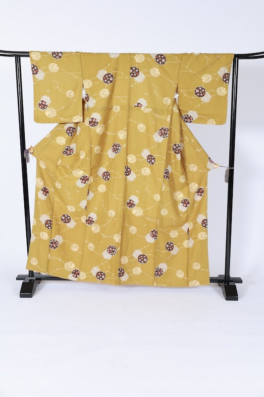 Japanese kimono Unused New <Komon> L-size  polyester /B1203
