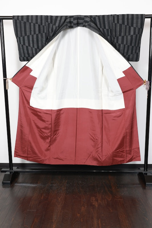 Japanese kimono used <Tsumugi> Msize  silk 100% /T179