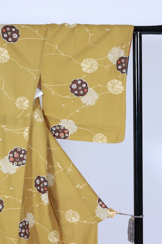 Japanese kimono Unused New <Komon> L-size  polyester /B1203