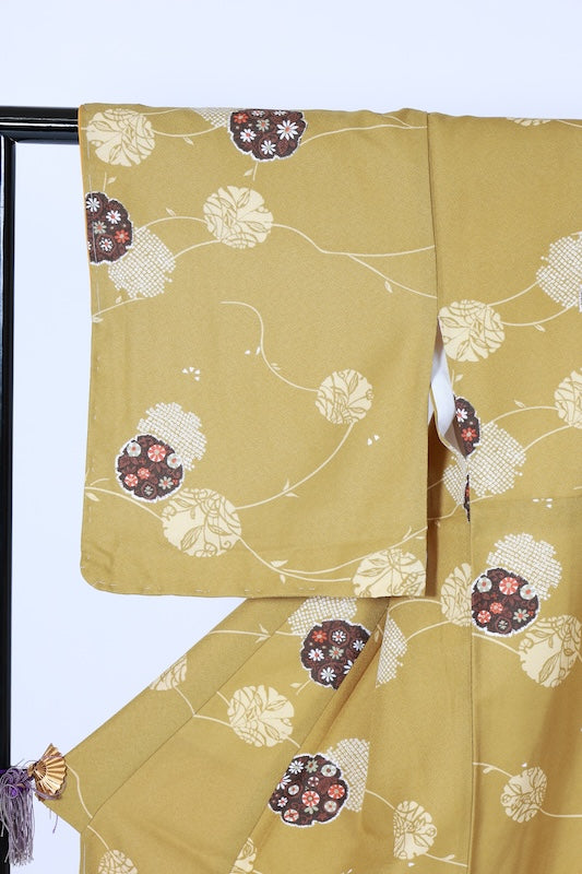 Japanese kimono Unused New <Komon> L-size  polyester /B1203