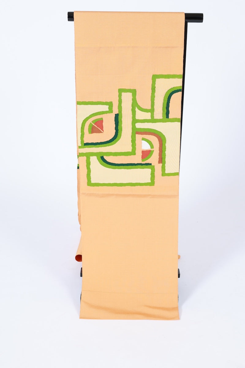 Nagoya-obi sash belt orange green red pre-owned /AZ154