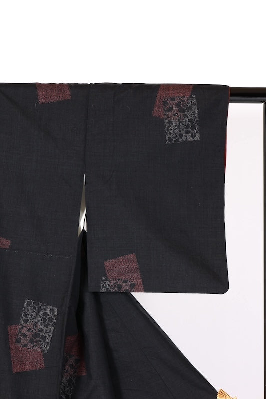 Japanese kimono used <Tsmugi> S-size  silk 100% /B1218