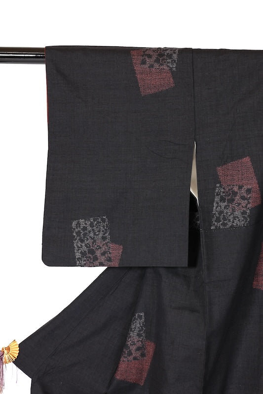 Japanese kimono used <Tsumugi> S-size  silk 100% /B1218