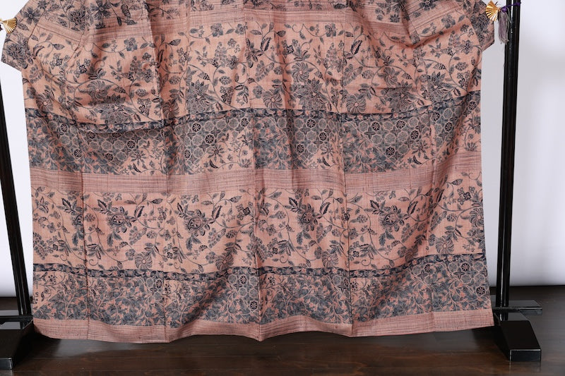 Japanese kimono used(tsumugi)sizeL silk100%/A531