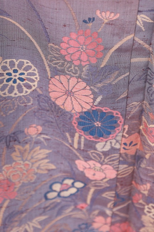Japanese kimono used <Tsumugi> Msize  silk 100% /B1236