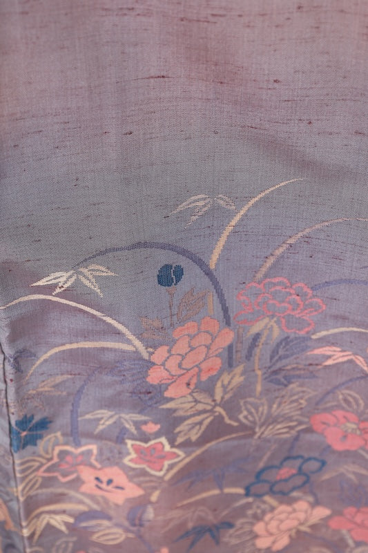 Japanese kimono used <Tsumugi> Msize  silk 100% /B1236