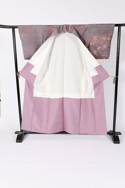 Japanese kimono used <Tsumugi> Msize  silk 100% /B1236