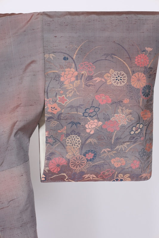 Japanese kimono used <Tsumugi> Msize  silk 100% /B1236