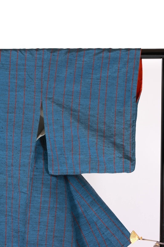 Japanese kimono used <Tsumugi> Msize  silk 100% /B1235