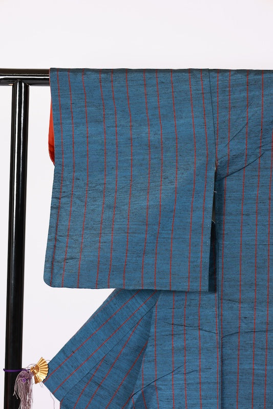 Japanese kimono used <Tsumugi> Msize  silk 100% /B1235