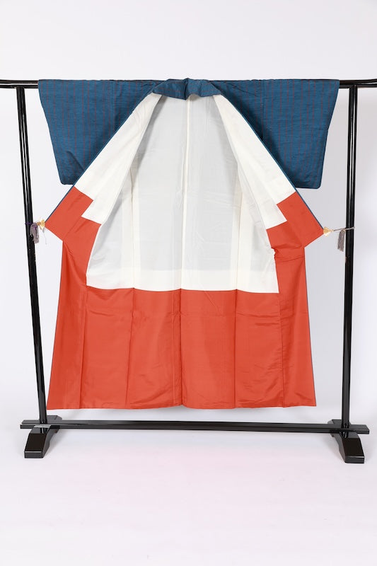 Japanese kimono used <Tsumugi> Msize  silk 100% /B1235