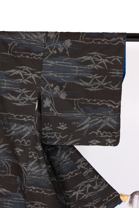 Japanese kimono used <Tsumugi> Msize  silk 100% /B1220