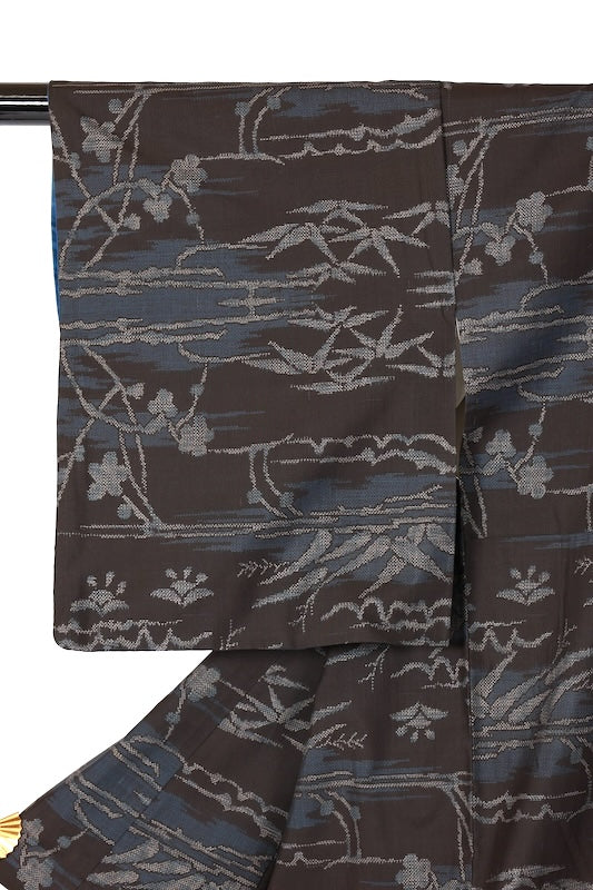 Japanese kimono used <Tsumugi> Msize  silk 100% /B1220