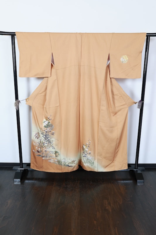 Houmongi kimono Apricot Gold pre-owned /R632