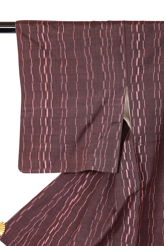 Japanese kimono used <Tsumugi> M-size  silk 100% /B1221