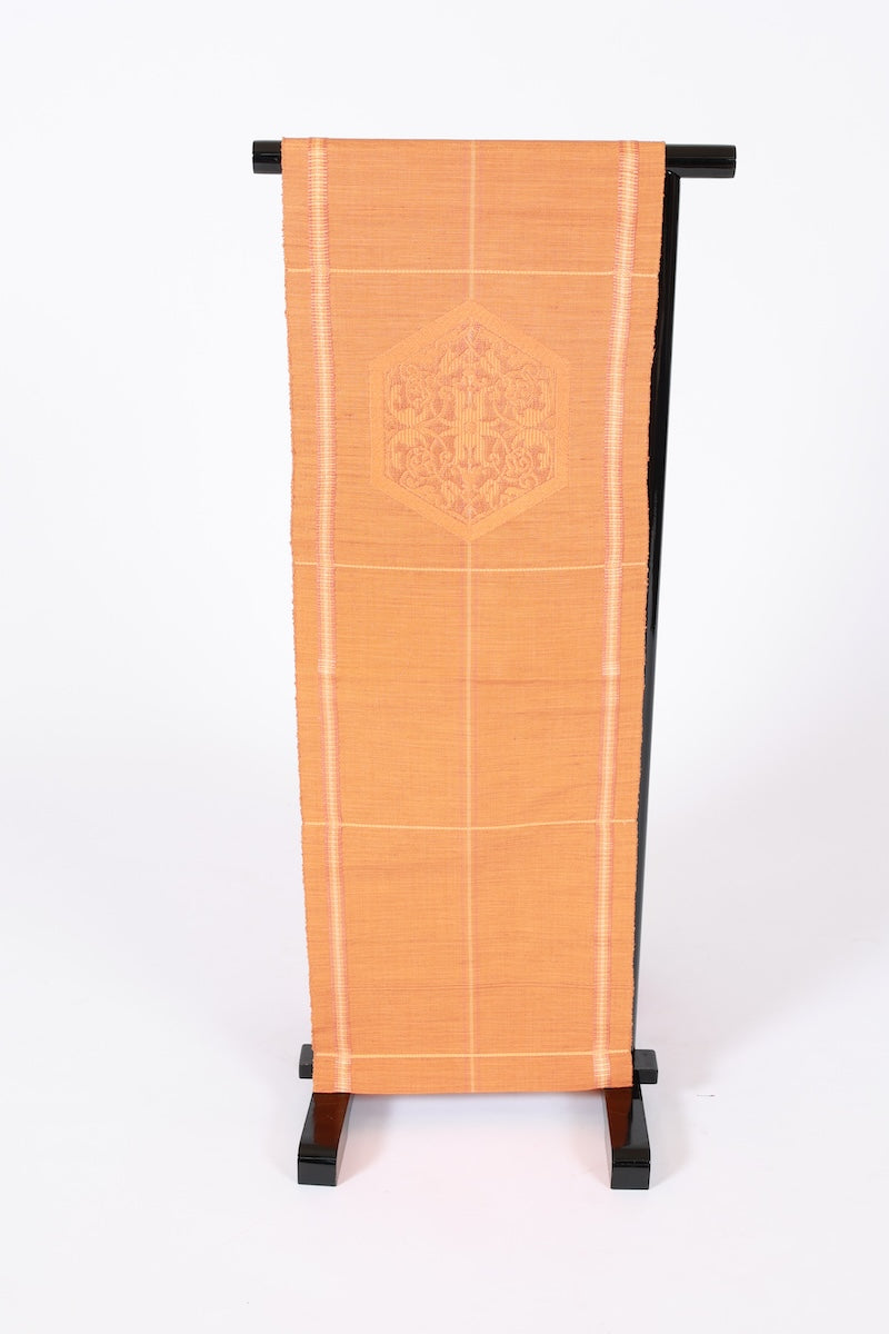 Nagoya-obi sash belt orange beige pre-owned /AZ144