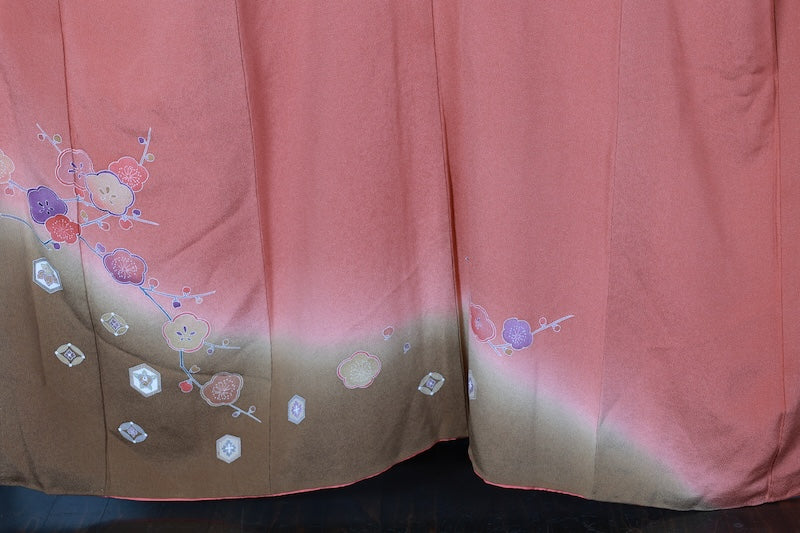 Tsukesage kimono Birch color, purple, brown pre-owned /R635
