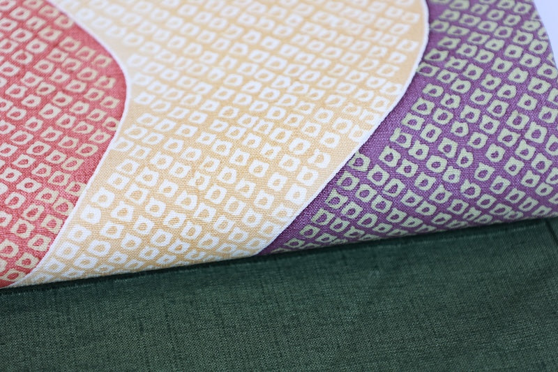 Fukuro-obi sash belt tsumugi green purple beige pre-owned /AZ145