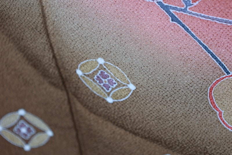 Tsukesage kimono Birch color, purple, brown pre-owned /R635
