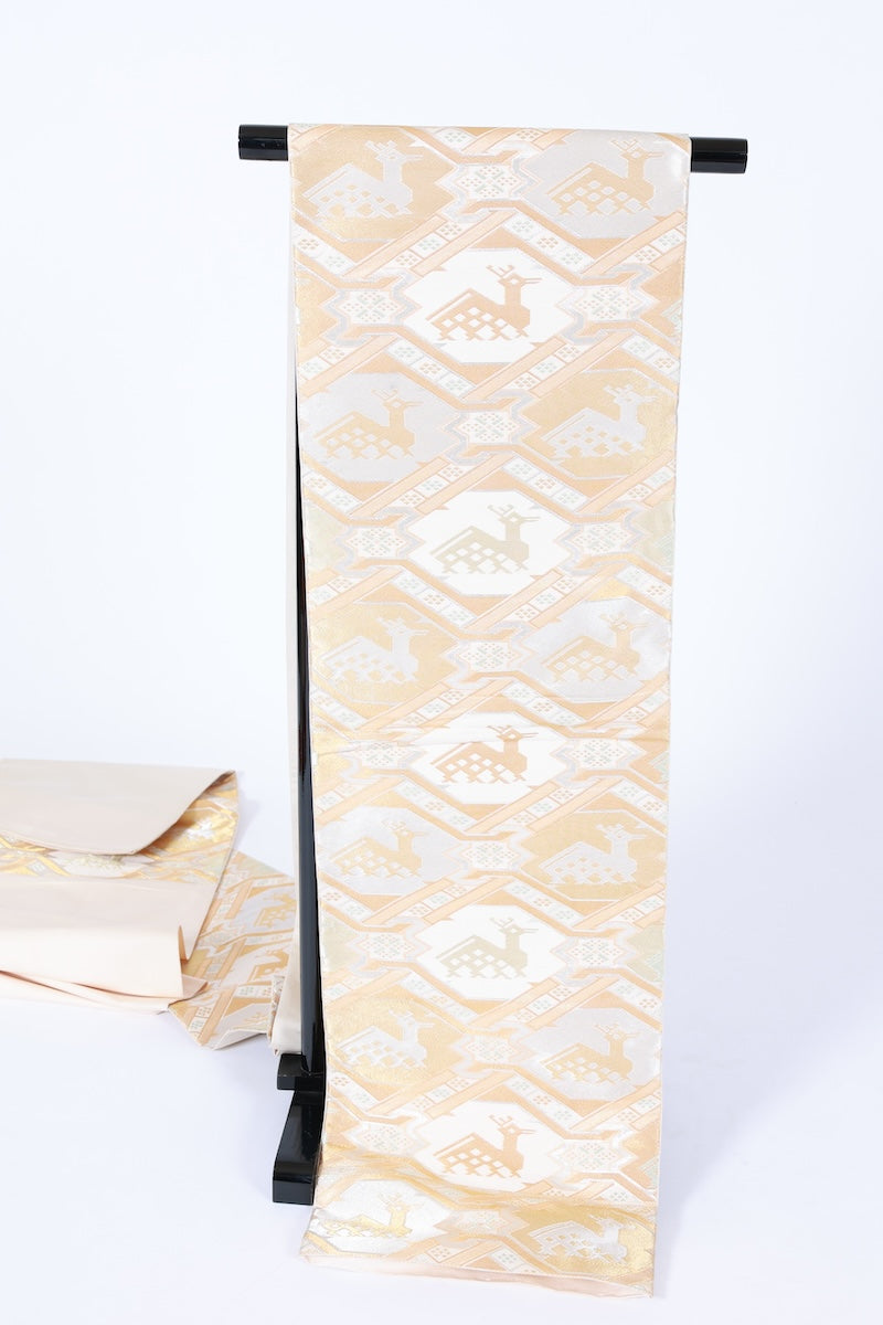 Fukuro-obi sash belt gold silver pre-owned /AZ146
