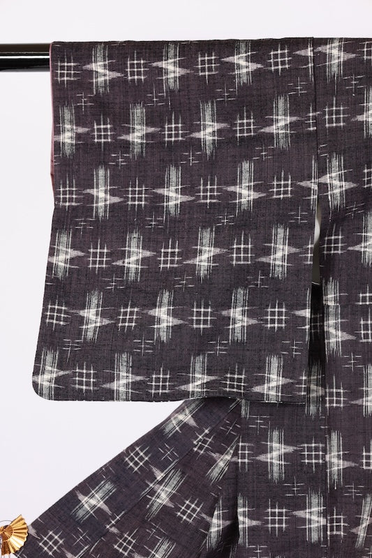 Japanese kimono used <Tsumugi> Msize  silk 100% /B1223