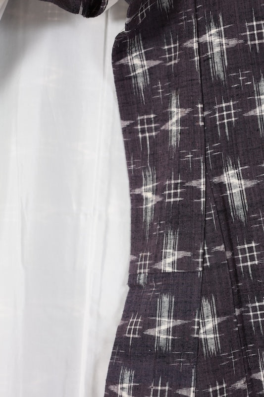 Japanese kimono used <Tsumugi> M-size  silk 100% /B1223