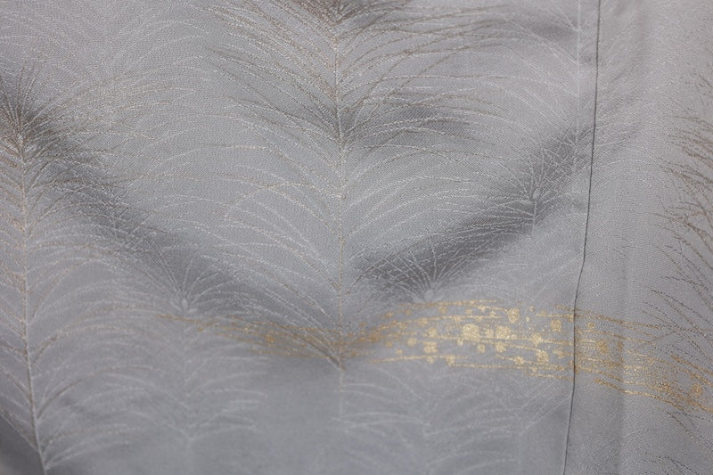 Tsukesage kimono light gray gold pre-owned /R633