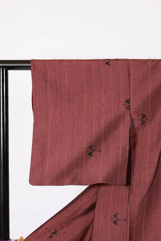 Japanese kimono used <Tsumugi> M-size  silk 100% /B1234