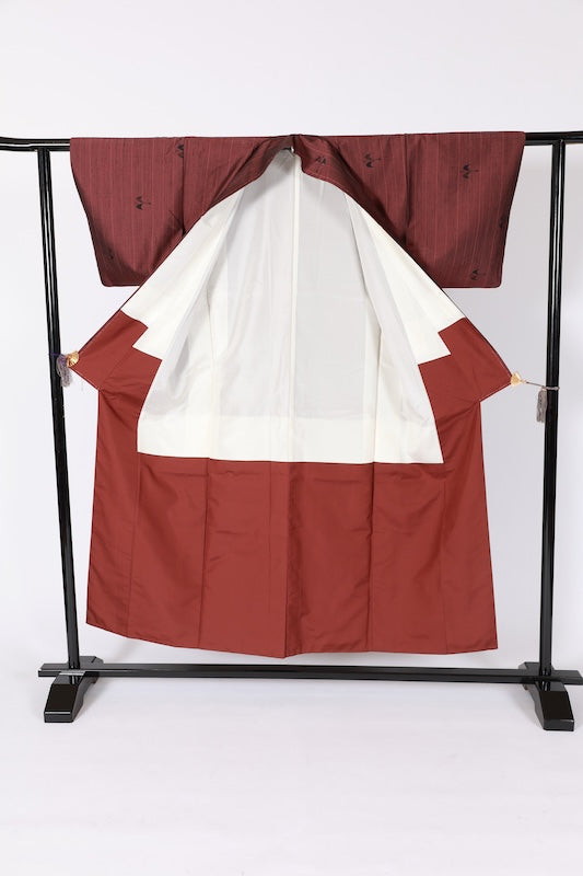 Japanese kimono used <Tsumugi> Msize  silk 100% /B1234