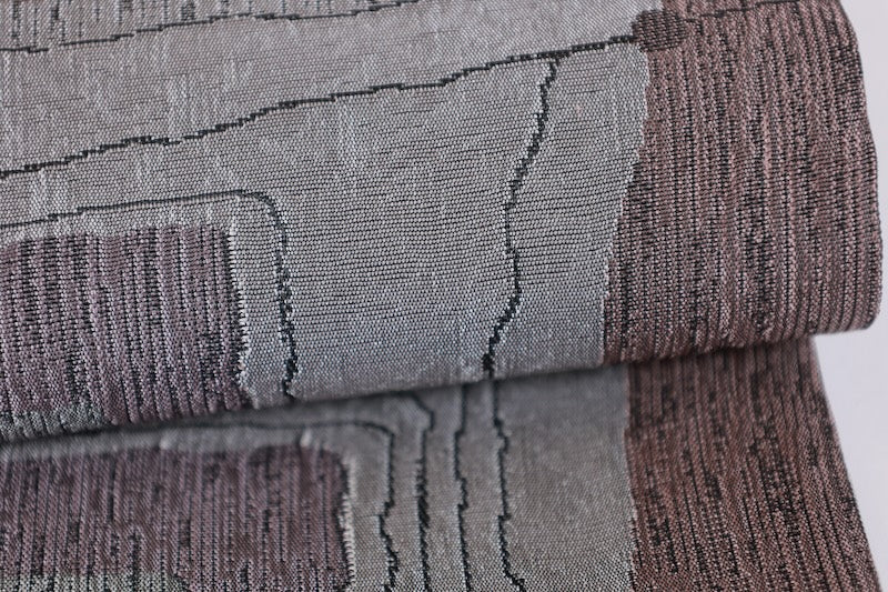 Fukuro-obi sash belt gray brown purple pre-owned /AZ141