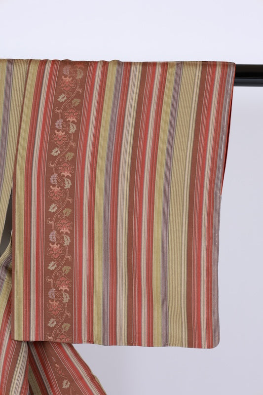 Japanese kimono used <Tsumugi> M-size  silk 100% /B1224