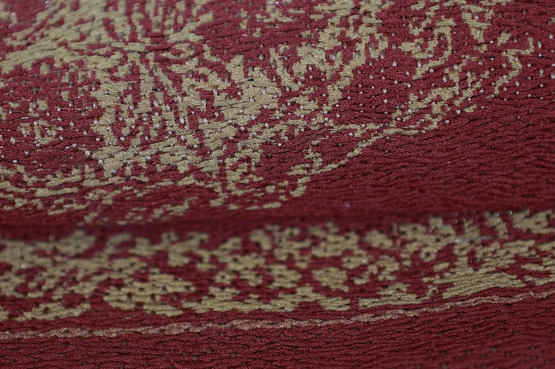Fukuro-obi sash belt Dark reddish-brown; ochre pre-owned /AZ137