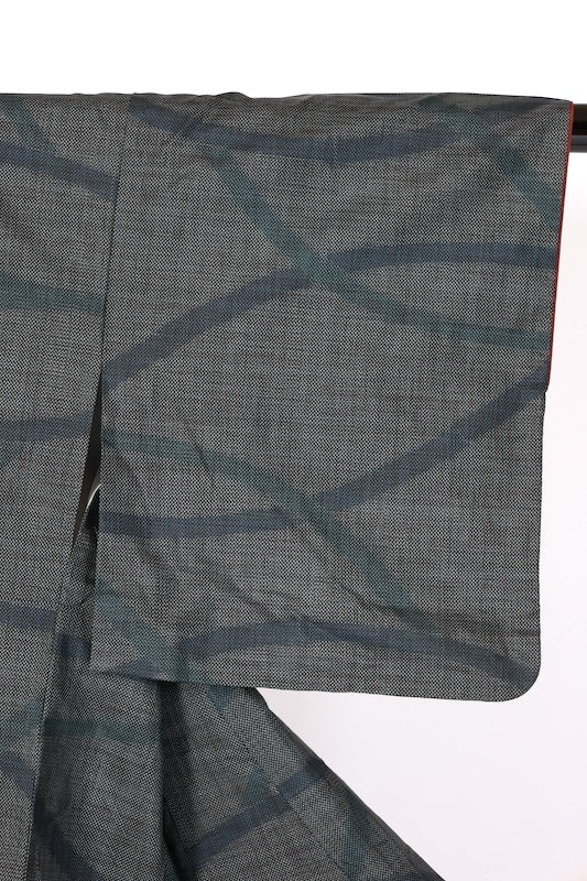 Japanese kimono used <Tsumugi> M-size  silk 100% /B1127