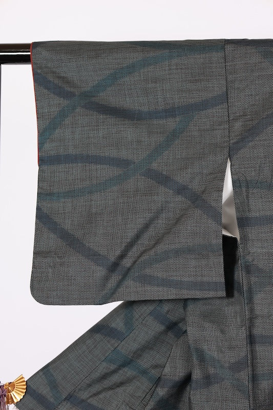 Japanese kimono used <Tsumugi> Msize  silk 100% /B1227