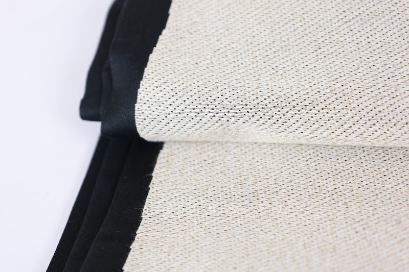 Fukuro-obi sash belt beige black white pre-owned /AZ134