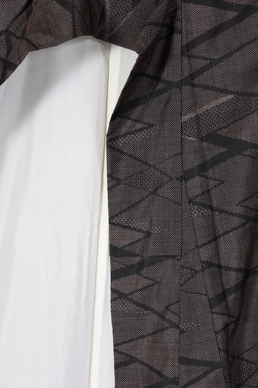 Japanese kimono used <Tsumugi> L-size  silk 100% /B1232