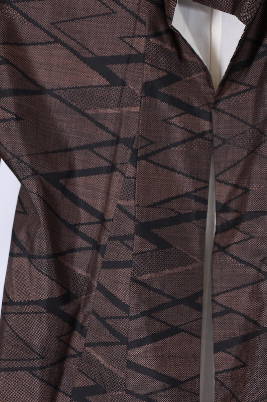 Japanese kimono used <Tsumugi> L-size  silk 100% /B1232