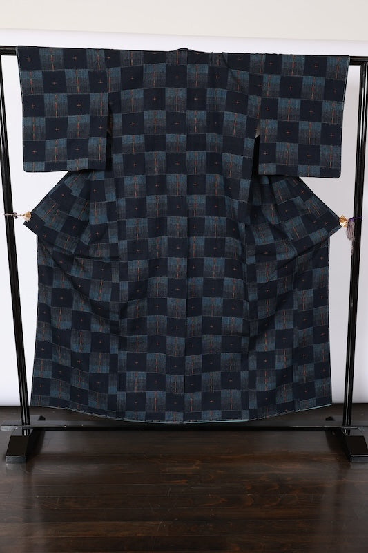 Japanese kimono New(tsumugi)SizeM silk100%/A468