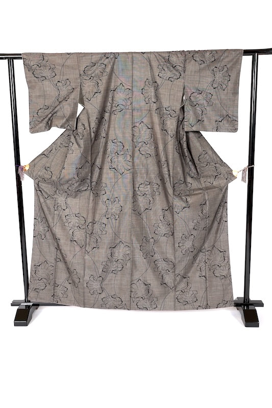 Japanese kimono used <Tsumugi> Msize  silk 100% /B1225