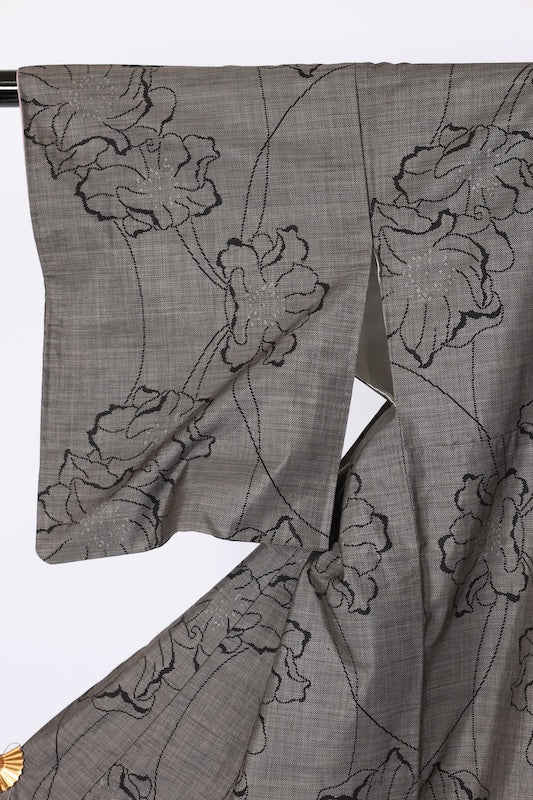 Japanese kimono used <Tsumugi> Msize  silk 100% /B1225