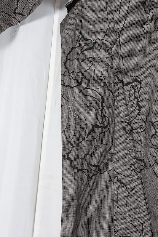 Japanese kimono used <Tsumugi> L-size  silk 100% /B1225