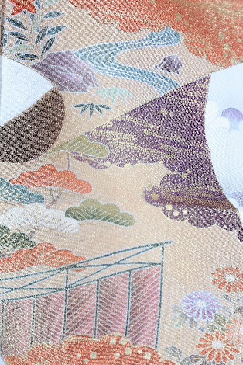 Kurotomesode kimono white gold pre-owned /AZ175